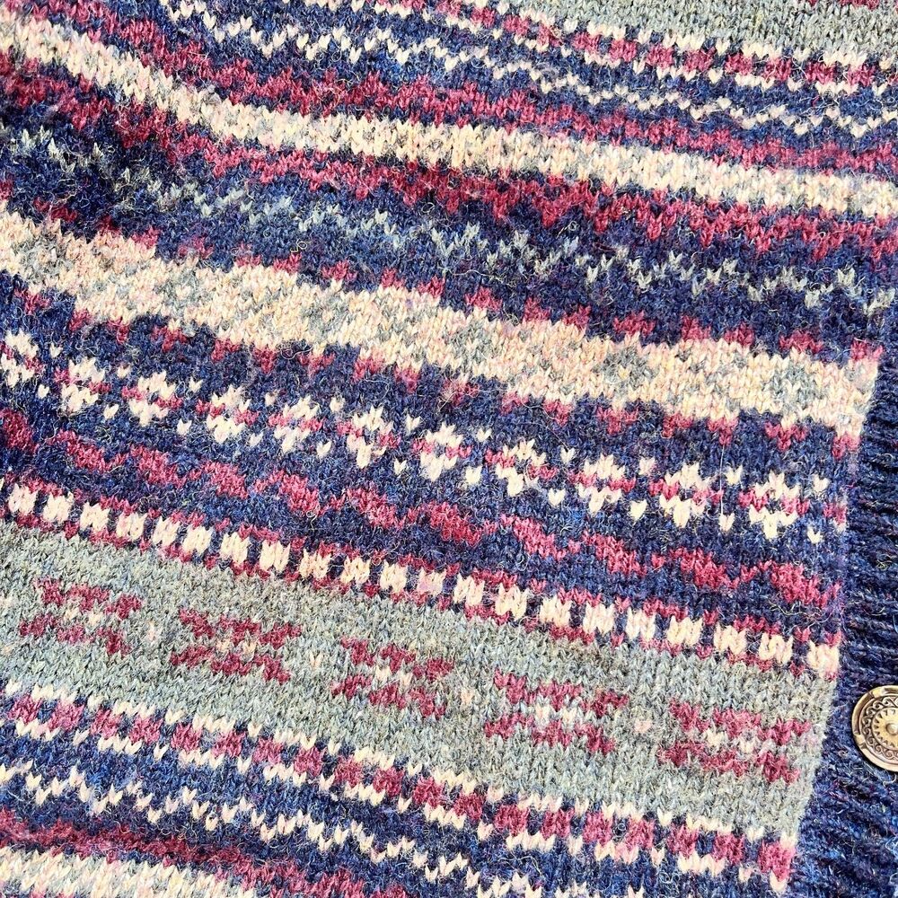 Croft & Barrow Fair Isle Cardigan Eclectic Grandpa Grandma Cottage Navy Button S - Picture 9 of 10